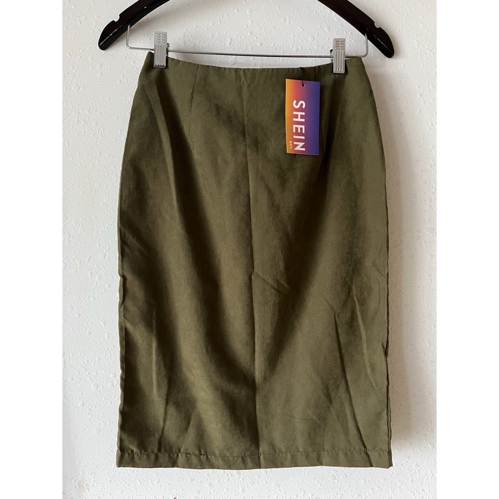 SHEIN suede-like olive green skirt Size XS/2